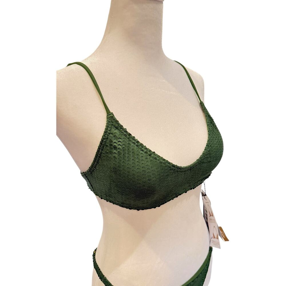 VIX PAULA HERMANNY Scales Luli Green Suede Bikini Set Small NWT - Picture 6 of 6